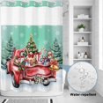thumbnail image 3 of No Hook Shower Curtain, Christmas Teal Green Shower Curtains for Bathroom with See Through Top Window, Winter Xmas Tree Red Truck Snowflakes Waterproof & Washable Bath Curtain Stall 48"x72", 3 of 9