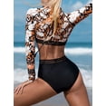 thumbnail image 5 of BeautyIn Womens One Piece Swimsuit Retro Floral Mesh Cut Out Rash Guard Swimwear, 5 of 6