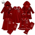 thumbnail image 2 of Conjunto de pijamas navideños de terciopelo para niños, pijamas familiares a juego para vacaciones, añade tu nombre, padre, madre y yo, ropa de dormir personalizada, 2 of 4