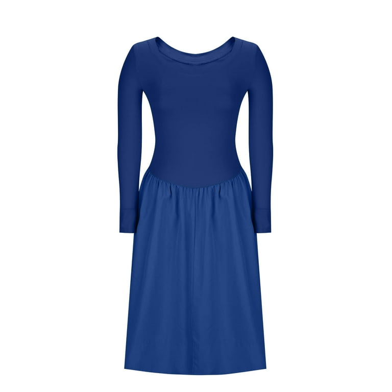 FDGIU 2025 Women's A-Line Midi Dress, Long Sleeve Wedding Guest Dress with  Pockets | Square Neck Semi-Formal Holiday Work Dress | Casual Loose Waist  Maxi Dress - Walmart.com