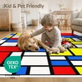 thumbnail image 4 of ODIKA 6'x9' Washable Area Rug Non-Slip, Chair-Friendly, Composition Abstract Geometric Interlocking Lines Modernist Yellow for Dining Room, Under Table, Office Décor, 4 of 7