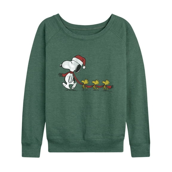 Peanuts - Christmas Snoopy & Woodstock - Women's French Terry Long Sleeve Pullover