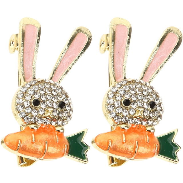 FRCOLOR rabbit pin Adorable Rabbit Brooch Made of Durable Alloy Perfect for Decorating Clothes Multi Color 2 Pieces,1.1"X0.79"X0.28"