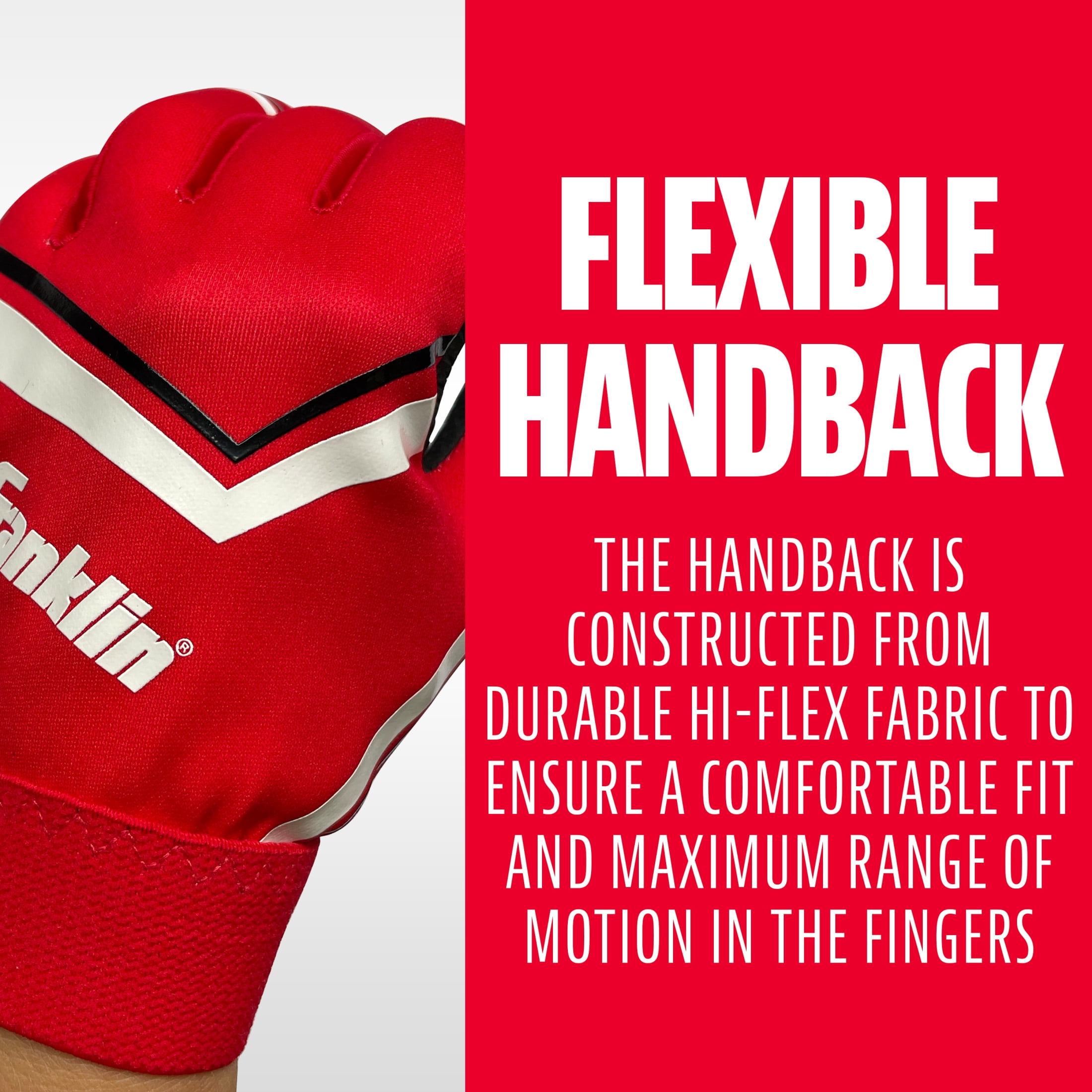 Franklin Sports Youth Football Receiver Gloves - Shoktak Youth Gloves - Kids Football Gloves - High Grip Football Gloves - Red - Youth Large