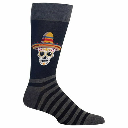 Sombrero Sugar Skull Grey Crew Socks
