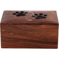 thumbnail image 2 of Paw Engraved Rosewood Pet Urn for Dogs Cats Memorial Keepsake Urns for Ashes, Photo Wooden Box Cremation Urn (45 Cubic in, Two Paws - Black), 2 of 5