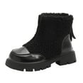 thumbnail image 1 of PEASKJP Kids Duck Boots Side Zipper Riding Shoes with Tassel Little Kid/Big Kid, Black 28, 1 of 5