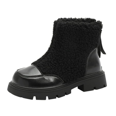 

Baby Shoes Girls Ankle Boots Low Block Heel Booties Winter Little &Big Kids Shoes Warm Comfortable Outdoor Sports Comfy Wear