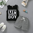 thumbnail image 3 of Douhoow Baby Boys Letter Printed Sleeveless Tops Stripe Short Set Summer Infant Boys Outfits, 3 of 6