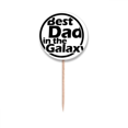 thumbnail image 1 of Best Dad In The Galaxy Quote Father's Day Toothpick Flags Round Labels Party Decoration, 1 of 3