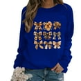thumbnail image 2 of QATAINLAV Chandail contre le Cancer du Sein pour Femmes Chandails à Manches Longues Tendance Imprimé Ruban Rose Col Rond Chandails Automne 2025 Hauts de Sortie Aubaines Aujourd'hui Bleu m, 2 of 5