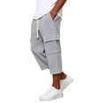 thumbnail image 7 of BiZtdJrK Mens Capri Sweatpants with Pockets Drawstring Elastic Waist Straight Leg Cargo Capris Loose Fit Comfy Solid Color Summer Pants Gray XL, 7 of 7