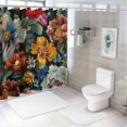 thumbnail image 7 of Chilfamy Boho Black Floral Shower Curtain for Bathroom Decor Spring Rose Colorful Flower Mandala Retro Peony Leaves Blossom Woman Art Printed Fabric Polyester Waterproof White, 7 of 7