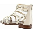 thumbnail image 3 of Sam Edelman Estella Sandshell Open Toe Studded Gladiator Thong Flat Sandals (Sandshell, 5.5), 3 of 6