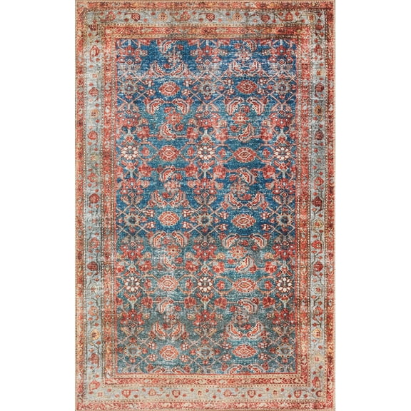 Echo Loom Grand Havana Denim / Red 2'-0" x 5'-0" Accent Rug
