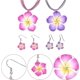 thumbnail image 2 of juegos de collares de flores hawaianas para niña, joyería hawaiana, pendientes hawaianos, flores de plumeria hawaianas, joyería de moda, collar y pendientes de flores de arcilla., 2 of 5
