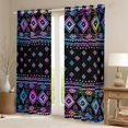 thumbnail image 2 of jejeloiu Vintage Aztec Geometric Blackout Curtains,Boho Bohemian Style Curtains Pack of 2 (38x45 Each),Purple Black Window Curtains For Adults,Ultra Soft Home Decor, 2 of 6