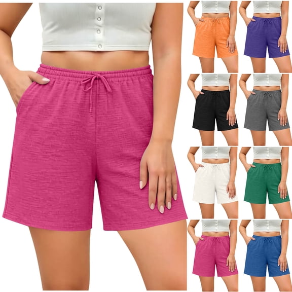 Posijego Women's Plus Size Shorts Summer Athletic Workout Sweat Shorts Casual Gym Running Lounge Shorts with Pockets