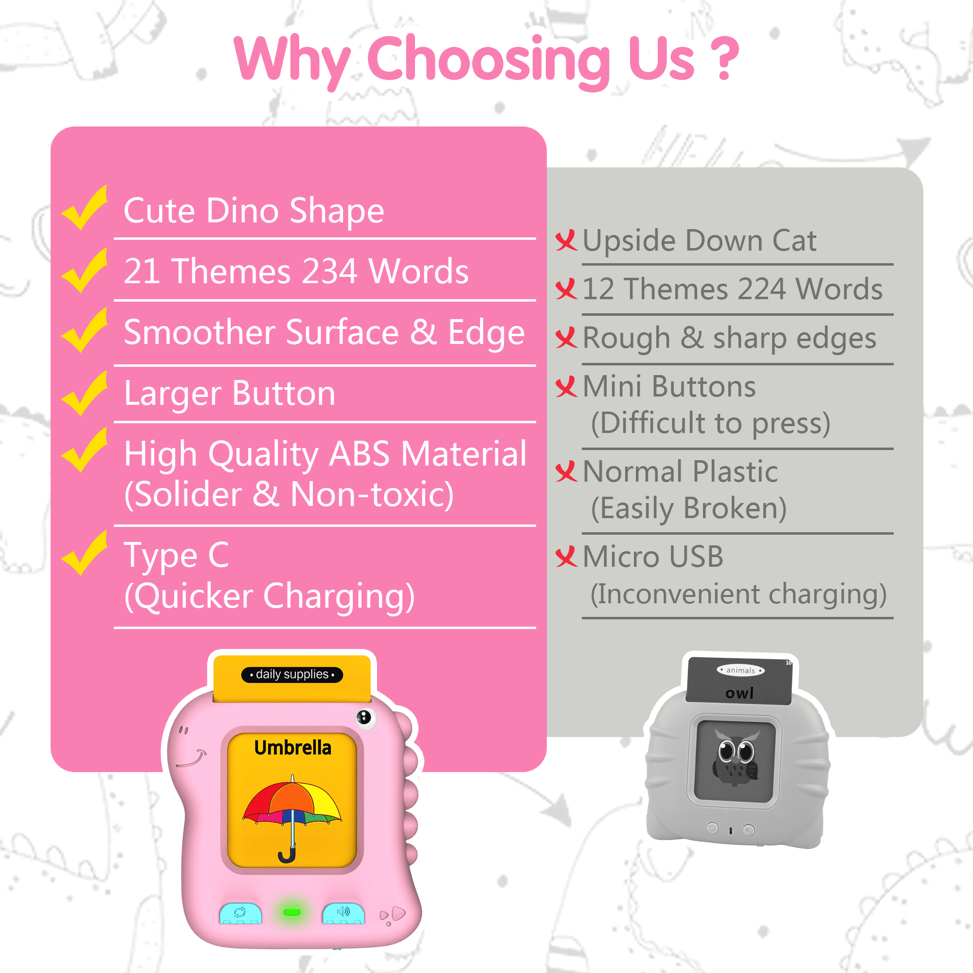 JONZOO Dino Talking Flash Cards - 234 Sight Words Speech Therapy Toys For Toddlers 1-5 Years