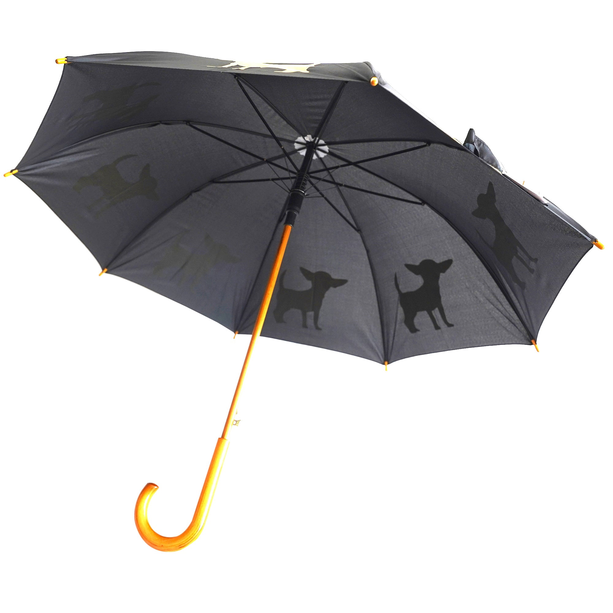 Chihuahua Umbrella - Yellow on Black