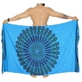 thumbnail image 4 of HAPPY BAY Men's Standard Casual Sarong Long Pareo Beach Wrap One Size Teal Blue-M399 Summer Vacation Aloha, 4 of 4