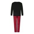 thumbnail image 4 of Long Sleeve Elk Printed Tops Plaid Pants Sleepwear Family Matching Christmas Pajamas Set Outfits, 4 of 10