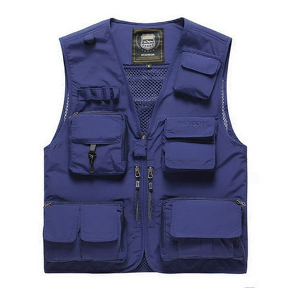 eczipvz Mens Winter Coats Mens Jacket Field Pofessional Emergency Field Fishing Multi Pocket Vest 4x Hooded Jacket (Blue, L)