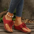 thumbnail image 5 of KIJBLAE Women's Floral Open Toe Wedge Flip Flops, Wide Width Comfort Casual Summer Beach Outdoor Vacation Slippers Red 41, 5 of 9