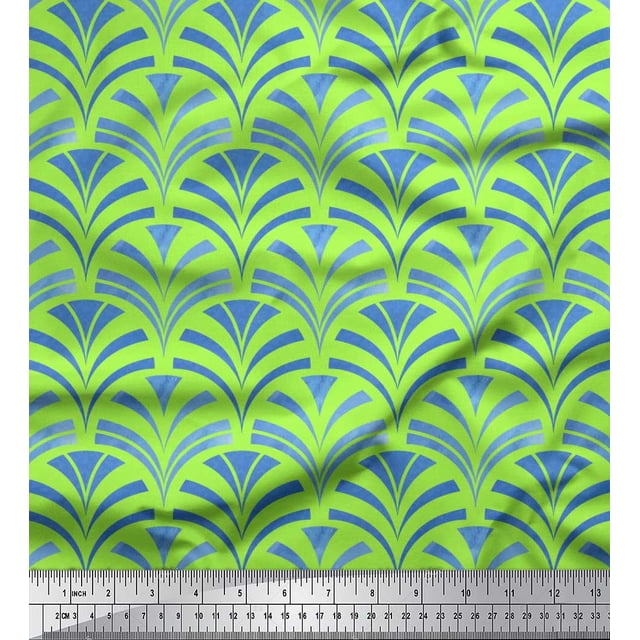 Soimoi polyester Crepe Fabric Scales Geometric Print Sewing Fabric Yard 42 Inch Wide