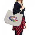 thumbnail image 2 of Cartoon Shopping Bag, Unicorn Runs on the Rainbow Mythological Fantasy Creature Image, Eco-Friendly Reusable Bag for Groceries Beach and More, 15.5" X 14.5", Cream, by Ambesonne, 2 of 2
