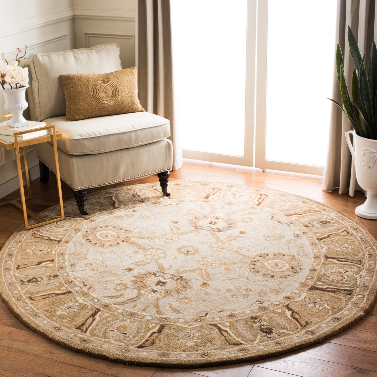 SAFAVIEH Anatolia Sharon Floral Runner Rug, Silver/Light Brown, 2'3" x 10'
