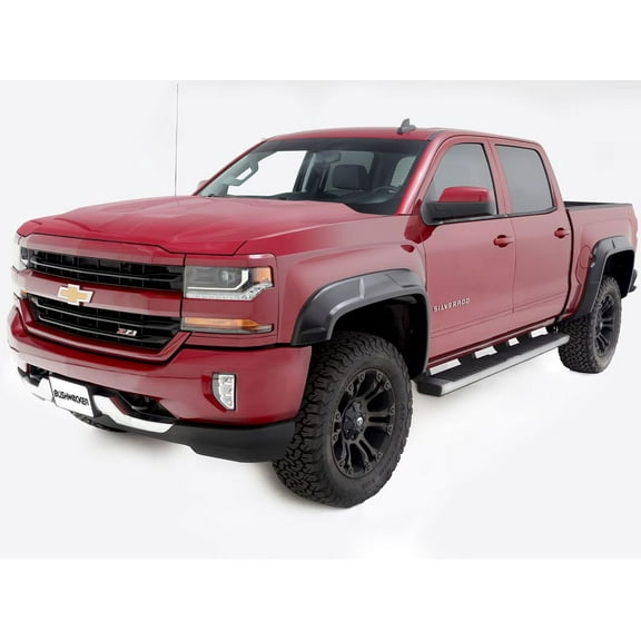 Bushwacker by RealTruck DRT Extended Front & Rear Fender Flares | 4-Piece Set, Black, Smooth Finish | 40944-02 | Compatible with 2014-2018 Chevrolet Silverado 1500 w/ 5.8' Bed