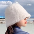 thumbnail image 4 of Sombrero de pescador de moda, térmico, informal, suave, para otoño, para acampar, senderismo, para mujer. Blanco, 4 of 9
