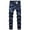 Blue, variant on jsaierl Men's Washed Distressed Denim Pants Fashion Slim Fit Straight Leg Jeans Casual Stretch Skinny Denim Trousers