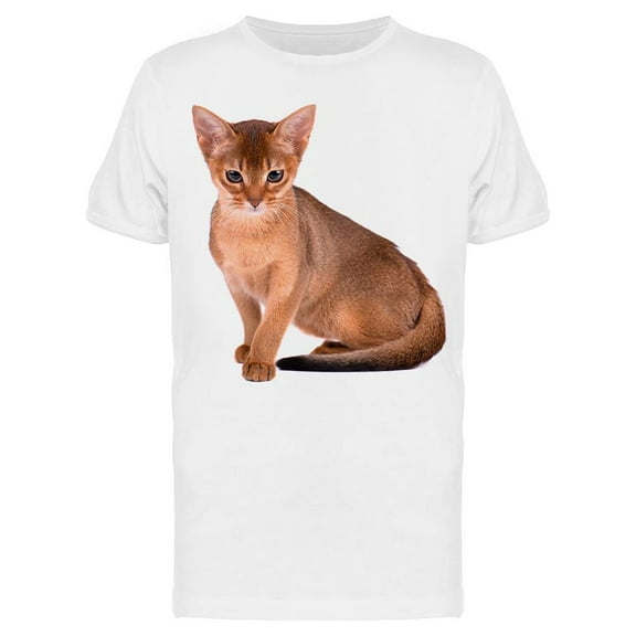 Cute Abyssinian Cat Sitting T-Shirt Men -Image by Shutterstock, Male 3X-Large