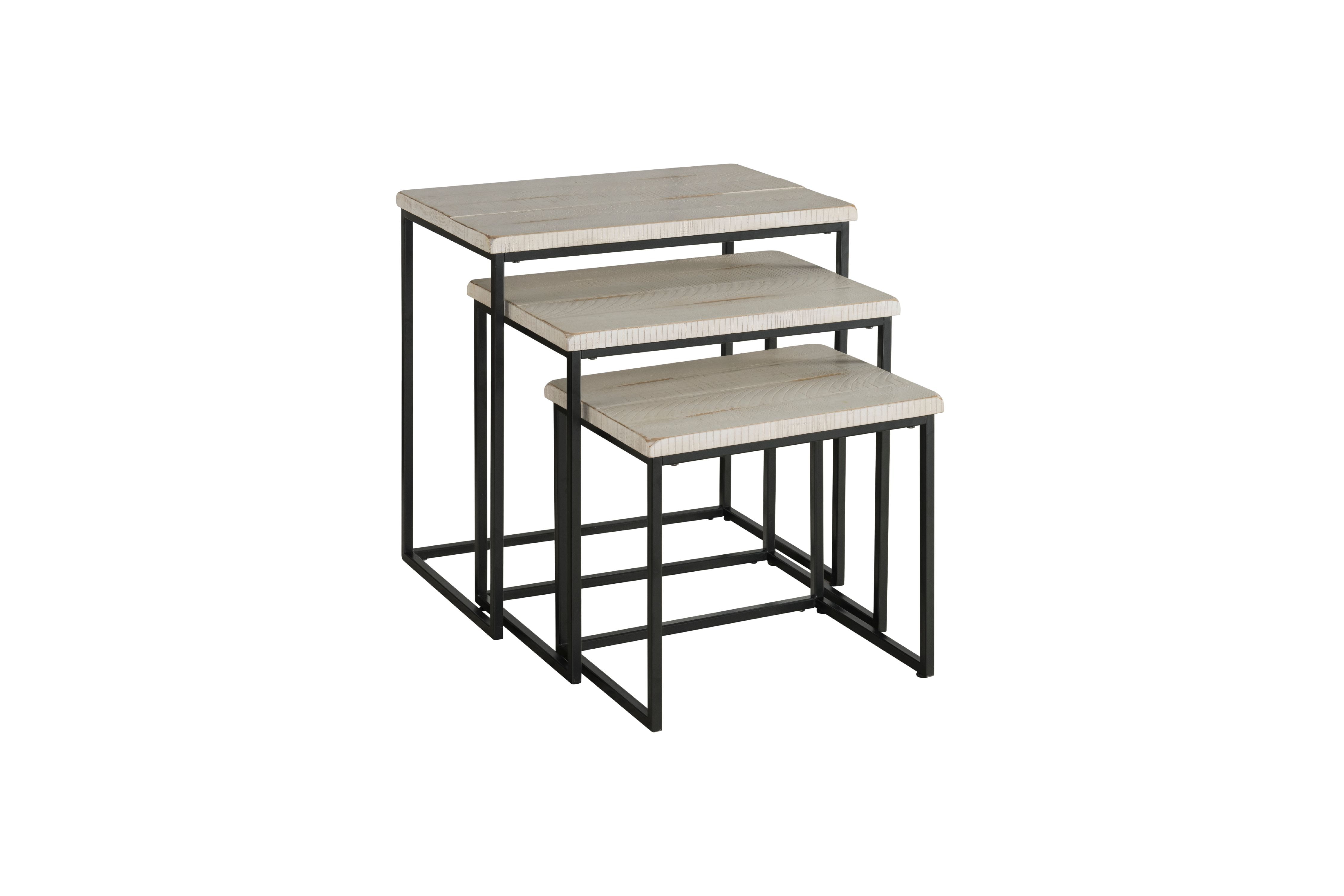 Martin Svensson Home Antique White 3 Piece Solid Wood Nesting Table