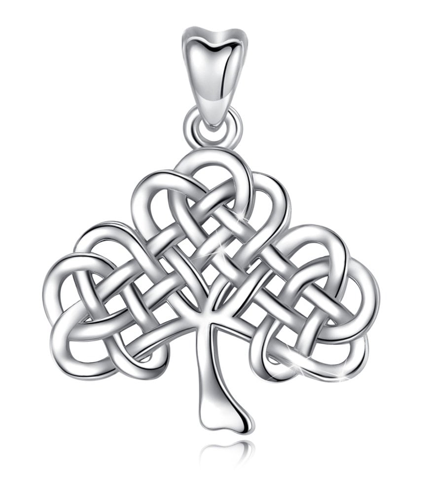 Sterling Silver Celtic Knot Pendant Charm 18" Italian Box Chain 