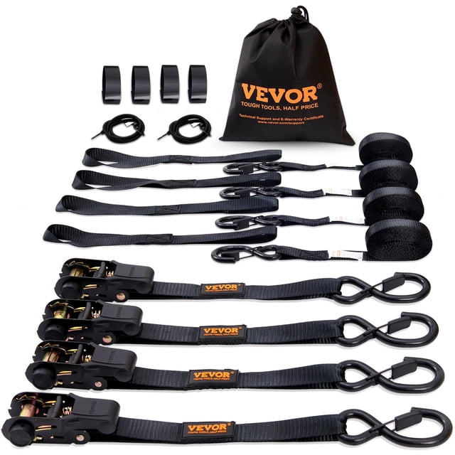 Correas de amarre con trinquete VEVOR de 1 m x 4,5 m, 1000 kg de resistencia a la rotura