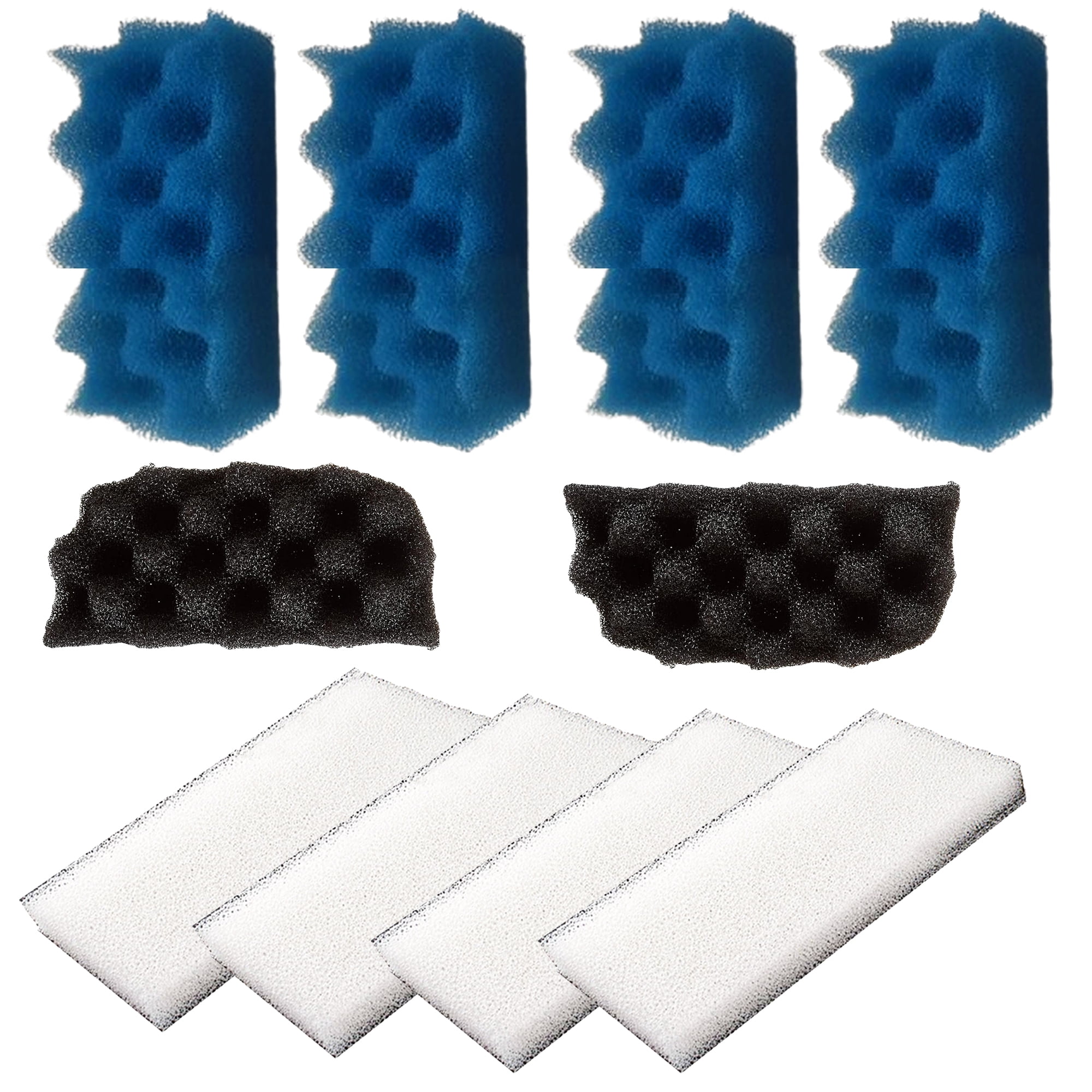 Qzbhct 2 Pcs Black Bio-Foam, 4 Blue Foam Max Filter, 4 Fine Filter Pad, 4 White Foam Filters Kit for Fluval 106/107 Canister Filtration Systems