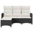 thumbnail image 3 of vidaXL Reclining Garden Sofa with Cushions L-shaped Black Poly Rattan, 3 of 5