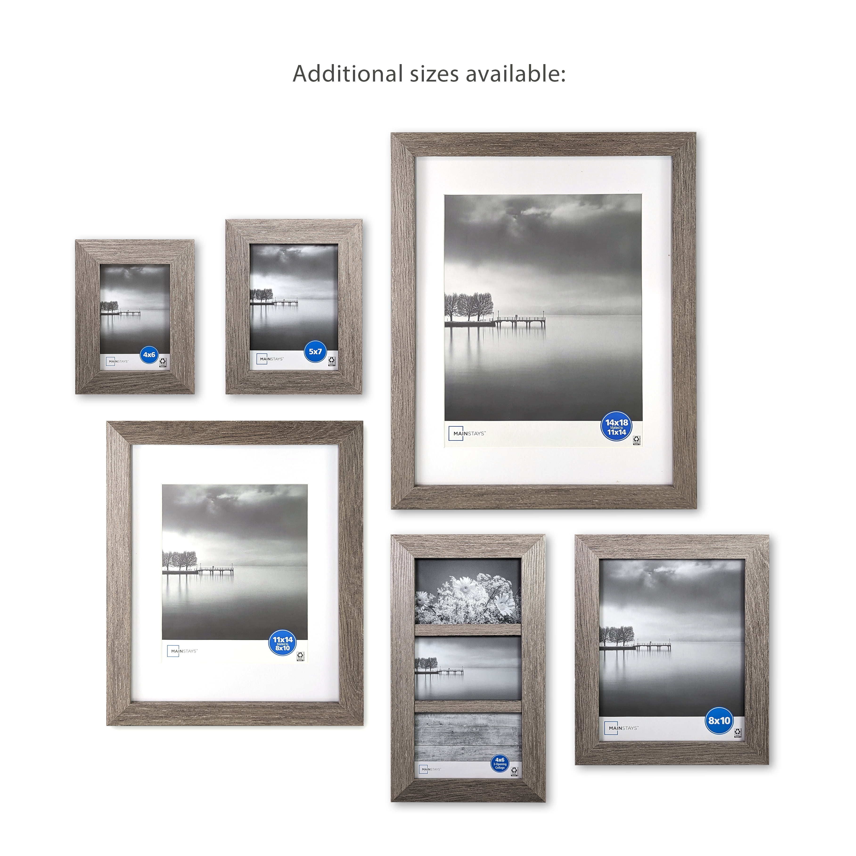 (2 pack) Mainstays – 11x14 Picture Frame – Rustic Gray Matted Gallery Bevel Program Wall Photo Frame