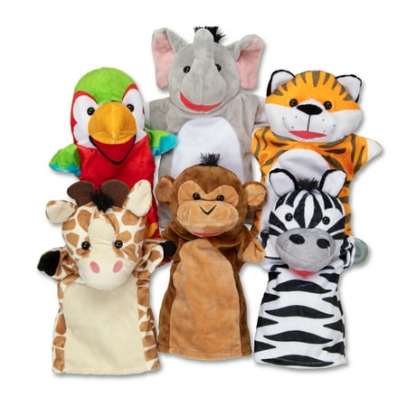 UPC 000772091183 product image for Melissa & Doug Safari Buddies Hand Puppets  Set of 6 (Elephant  Tiger  Parrot  G | upcitemdb.com