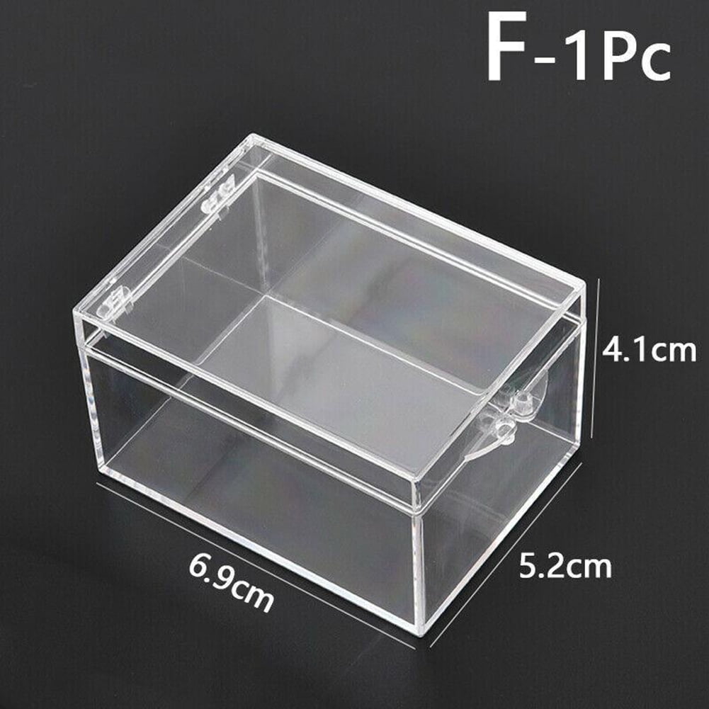 ZUARFY 2.56x2.56x1.5in Plastic Box Clear Storage Containers Box Square  Storage Containers Box w/ Hinged Lid for Small Items 