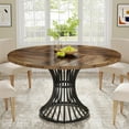 thumbnail image 1 of Tribesigns Round Dining Table for 4-6 People, 47-Inch Farmhouse Dinning Room Table Circle Kitchen Table, Industrial Dinner Table with Metal Base for Kitchen, Living Room, Rustic Brown, 1 of 7