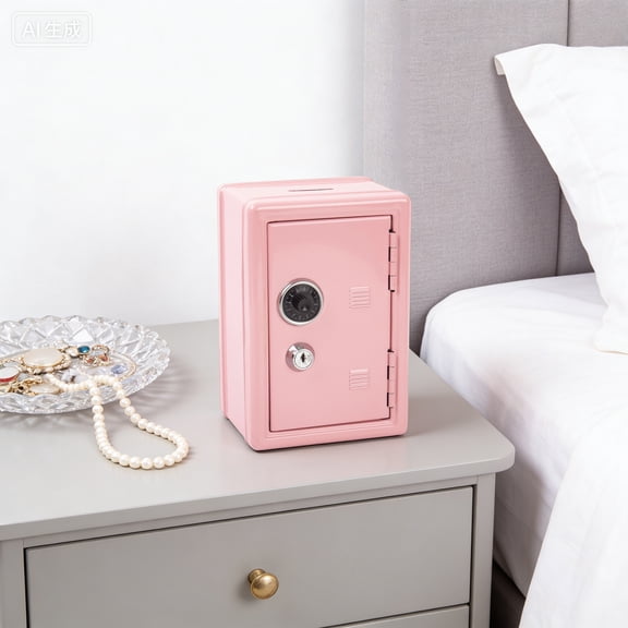 7.1 INCH Money Safe and Cash Lock Box, Mini Size Security Safe Box for Money Jewelry and valuables, Slot Design On The Top, Mini Safe Box Money Locker Small Bank Money Saving Boxes with Tray 2 Keys