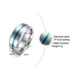 thumbnail image 3 of 8mm Men's Silver/Black Brushed Blue/Rainbow Bands Stainless Steel Ring Size 7-12, 3 of 9