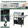 thumbnail image 5 of 4-Burner BBQ Grill W/Side Burner, 50,000BTU Gas Propane Grill Portable with Storage Cabinet, Heavy-Duty Stainless Steel Outdoor Cooking, with Tank Hook, Towel Rack, Steel Brush, 5 of 11