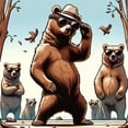 thumbnail image 3 of Ambesonne Bear Duvet Cover Set, Funny Cool Cartoon Animal Gang, Twin, Pale Blue Umber and Chocolate, 3 of 3