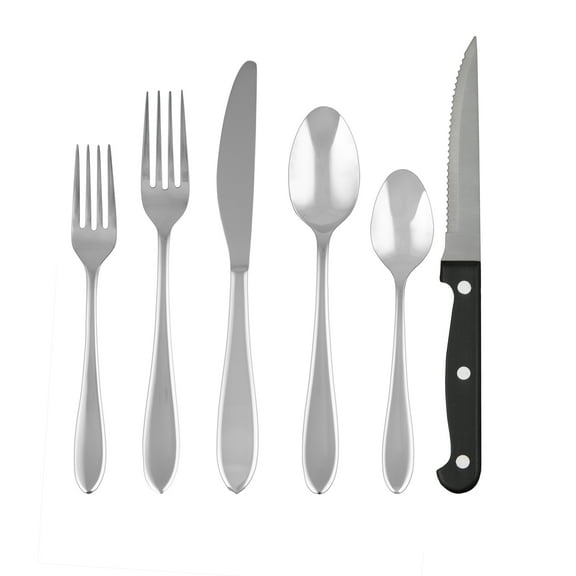 Cambridge Piccante Mirror 36-Piece Stainless Steel Flatware Set with Steak Knives (Service for 6)