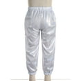 thumbnail image 4 of Xnihocha Kids Boys Girls Shiny Metallic Harem Pants Elastic Waistband Jazz Dance Trousers Loose Silver 130, 4 of 6